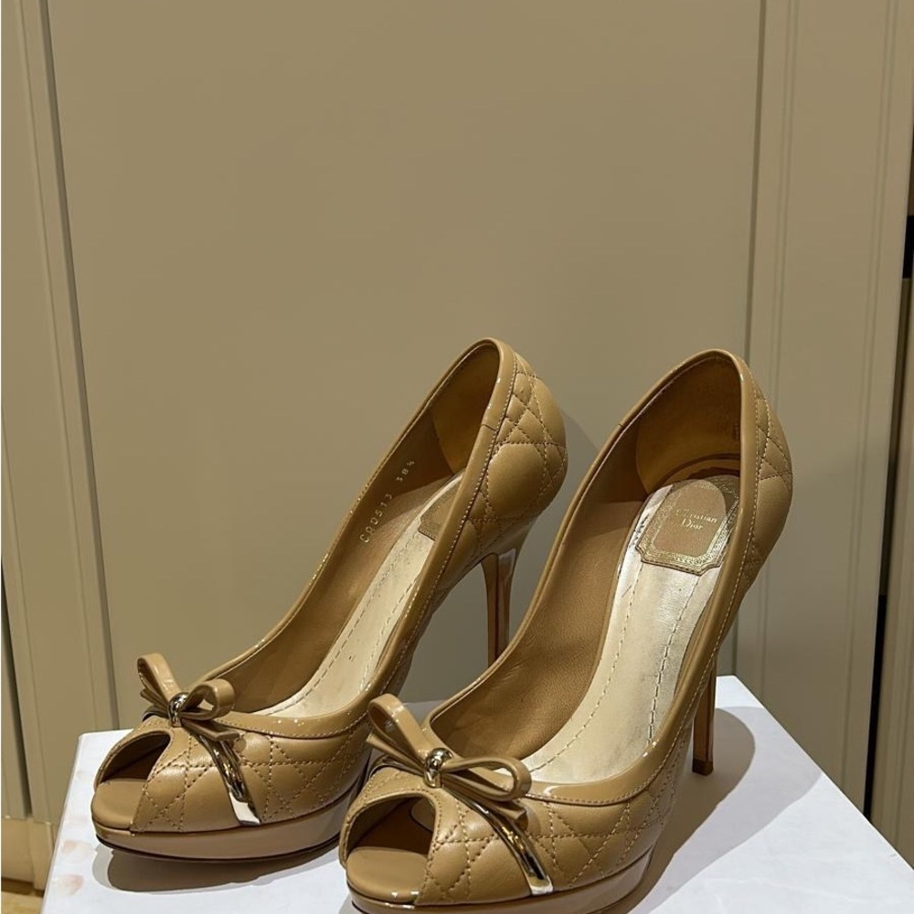 Christian Dior Tan Peep-Toe Heels